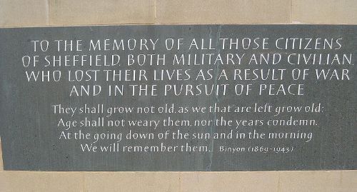 Oorlogsmonument Peace Gardens Sheffield