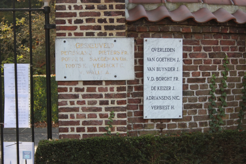 Commemorative Plates First World War Tielrode Cemetery