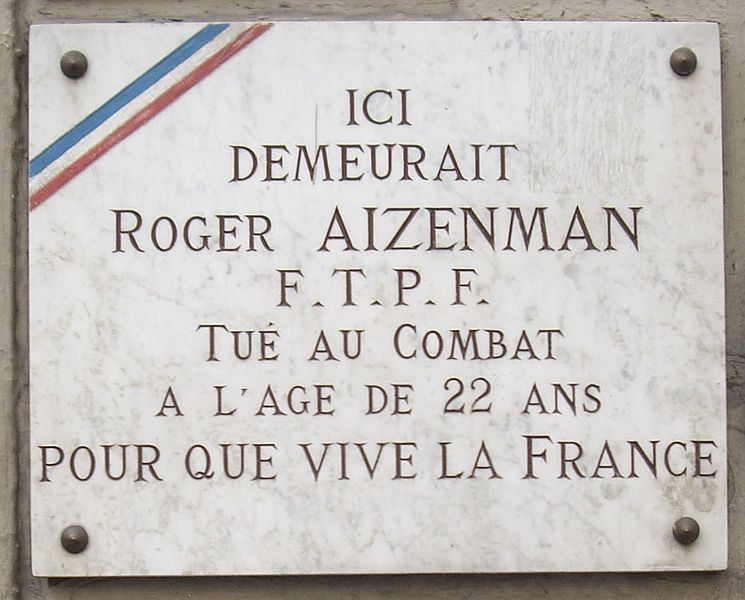 Gedenkteken Roger Aizenman #1