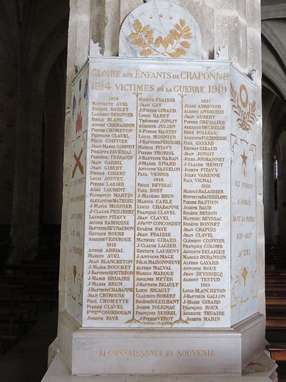 World War I Memorial Craponne-sur-Arzon Church #1