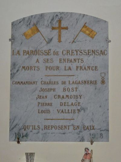 Oorlogsmonument Kerk Creyssensac-et-Pissot #1