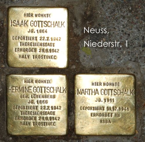Stolpersteine Niederstraße 1