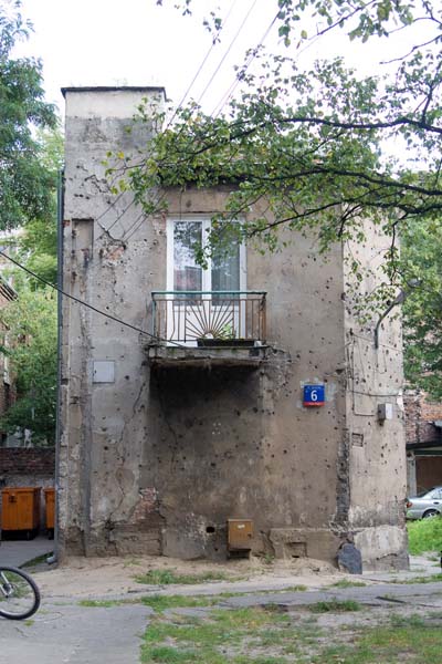 Kogelinslagen Gebouw ul.Sprzeczna