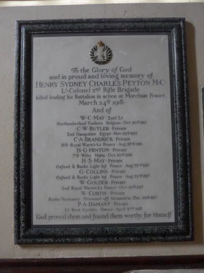 War Memorial St. Peter Church Stoke Lyne