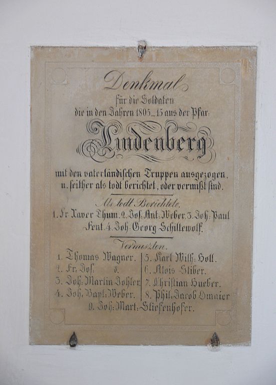 Memorial Wars 1805-1815 Lindenberg im Allgu