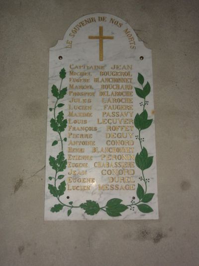 War Memorial Pionsat Church #1