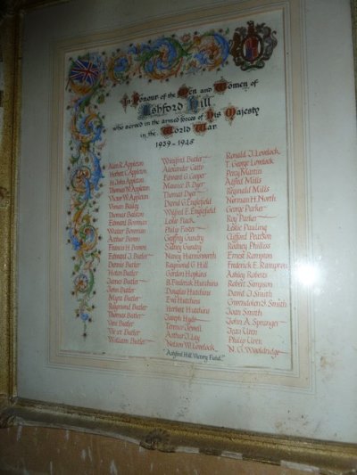 Rolls of Honour St. Paul Church Ashford Hill