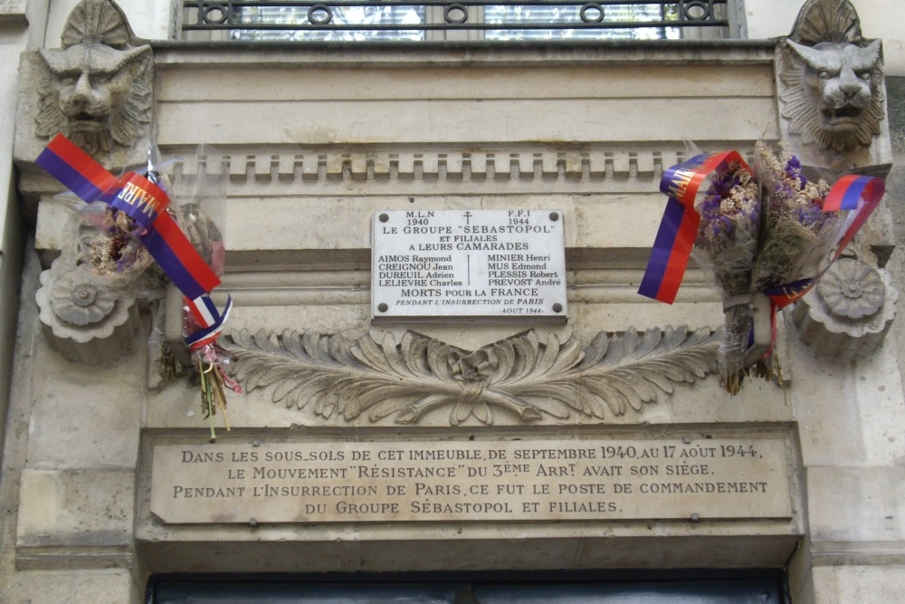 Memorial Killed Members Resistance-Group Sébastopol