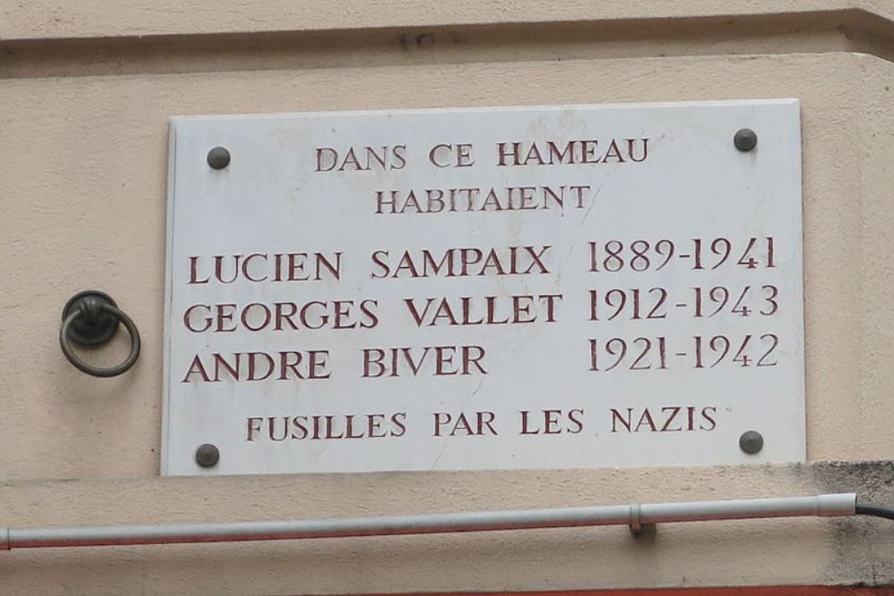 Gedenkteken Lucien Sampaix, Georges Vallet en Andre Biver
