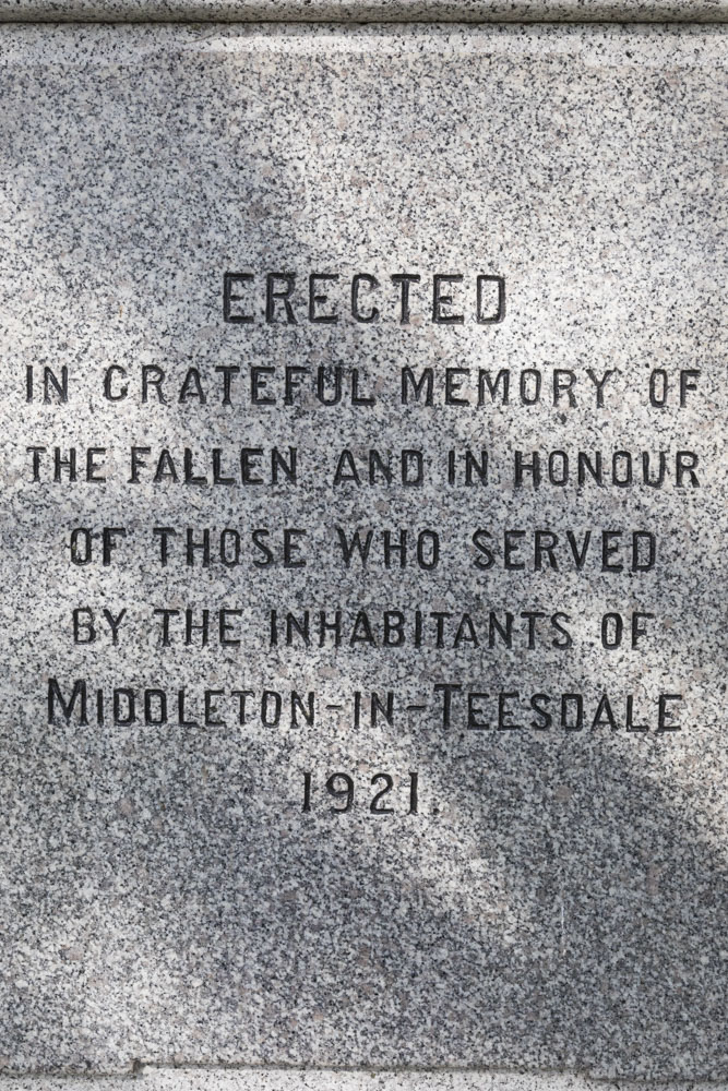 Oorlogsmonument Middleton-in-Teesdale #4