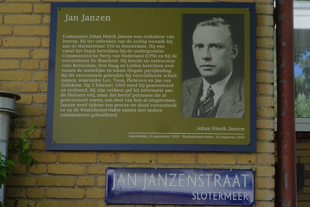 Herdenkingsborden Slotermeer Jan Janzenstraat #1