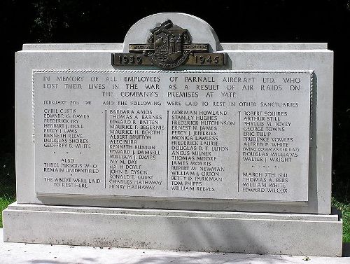 Monument Slachtoffers Bombardementen Parnall Aircrafts Ltd #1