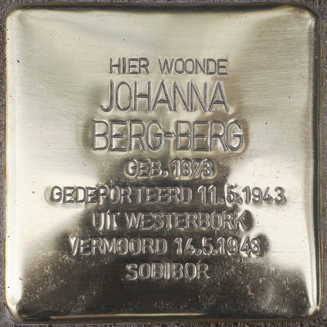 Stolpersteine Noordenbergstraat 69 (nu Vijgenboomgang 1) #3