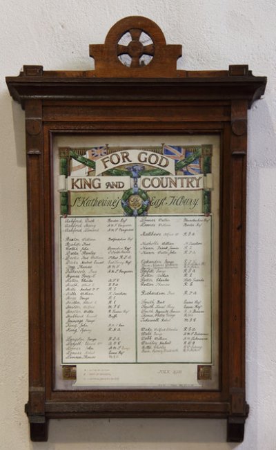 War Memorial First World War St. Catherine Church East Tilbury