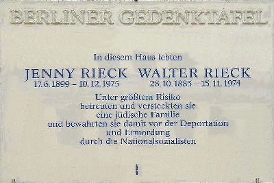 Gedenkteken Jenny en Walter Rieck #1