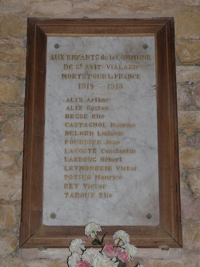 Oorlogsmonument Kerk Saint-Avit-de-Vialard #1