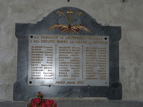 Oorlogsmonument Kerk Champniers-et-Reilhac