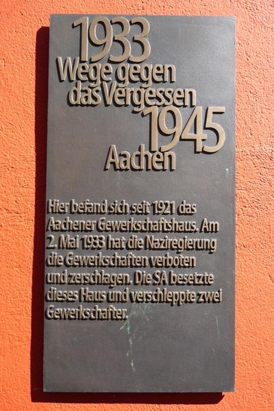 Gedenkteken Vakbondsgebouw Aachen #2