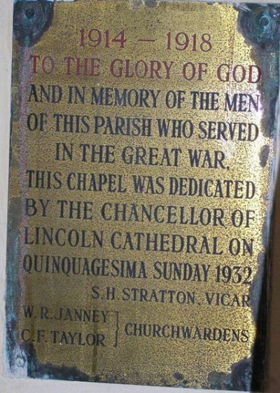 Rolls of Honour St. Oswald Church #1