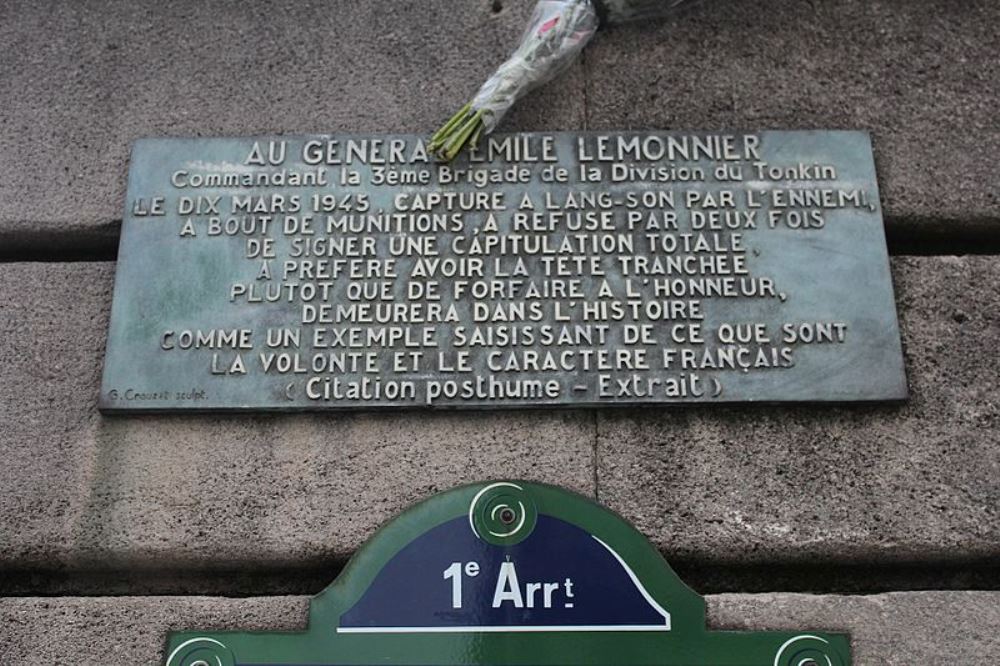 Plaque Général Émile Lemonnier