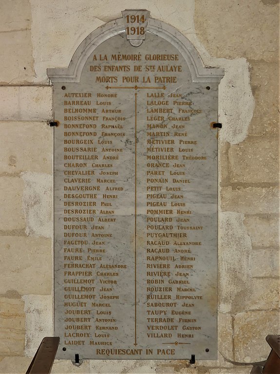 Monument Eerste Wereldoorlog Kerk Saint-Aulaye