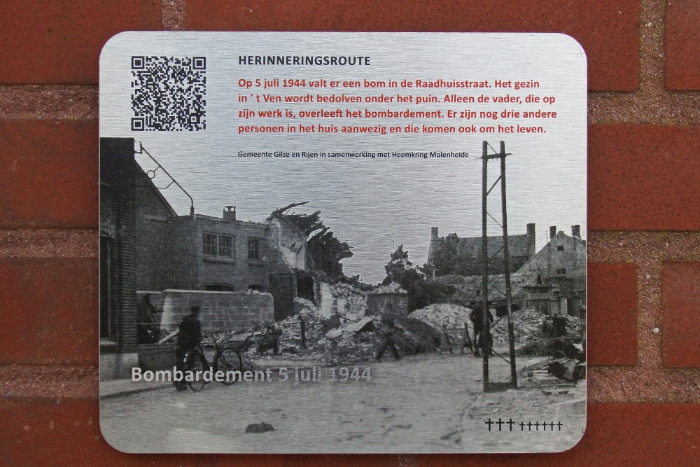 Herinneringsroute Tweede Wereldoorlog Bombardement 5 juli 1945 Raadhuisstraat Gilze #1