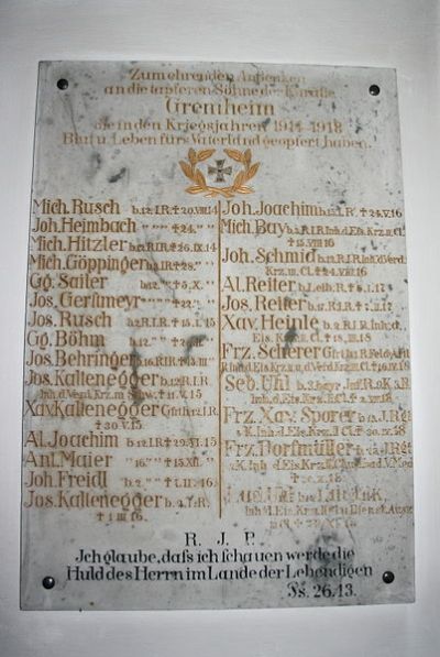 War Memorial Katholische Pfarrkirche St. Andreas