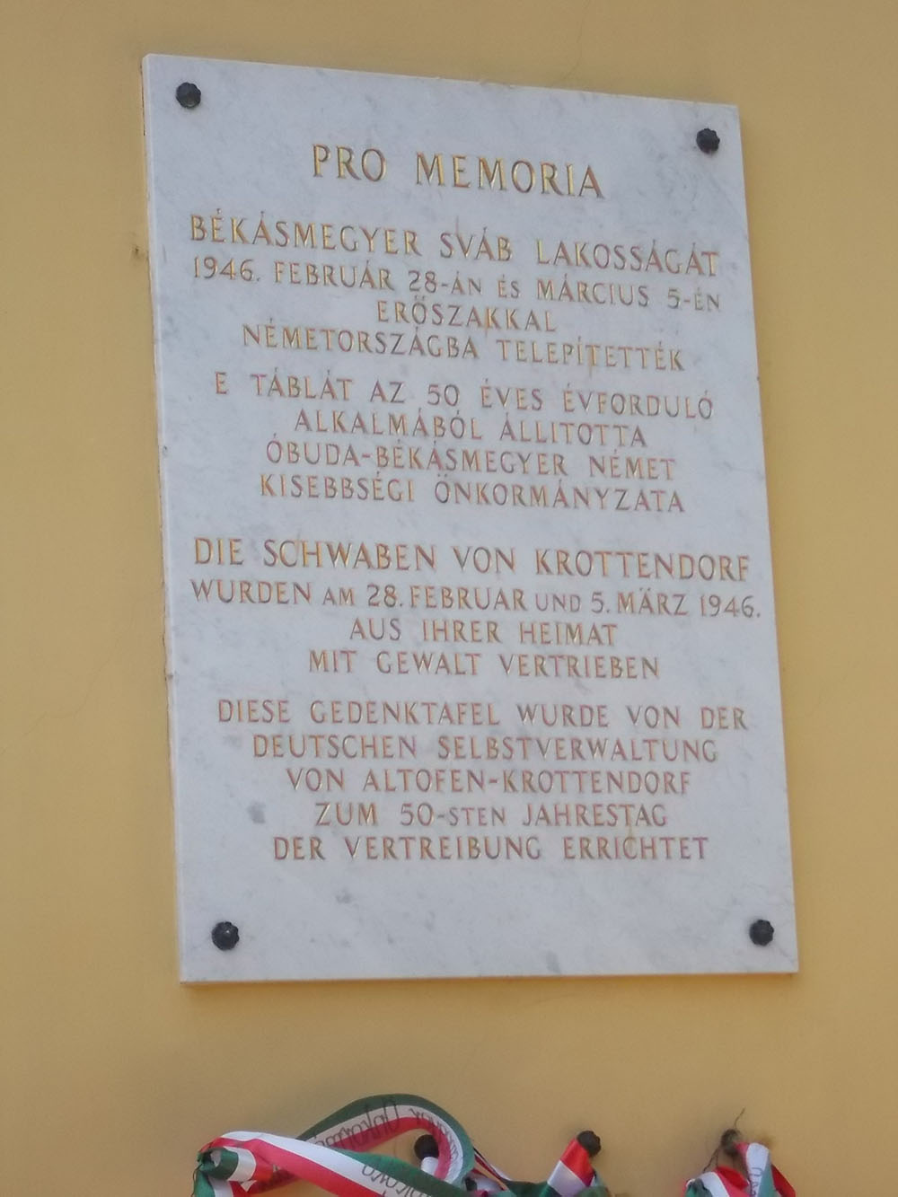 Memorial Ethnic Germans Bksmegyer #1