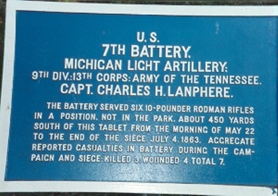 Position Marker 7th Battery Michigan Light Artillery (Union) #1