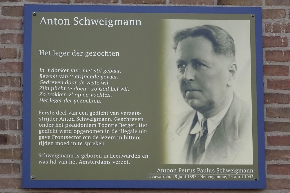 Memorial Plates Slotermeer Schweigmannstraat