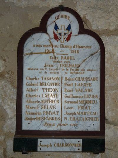 War Memorial Saint-Amand-de-Vergt Church #1