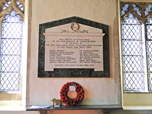 Oorlogsmonument Marlesford Church