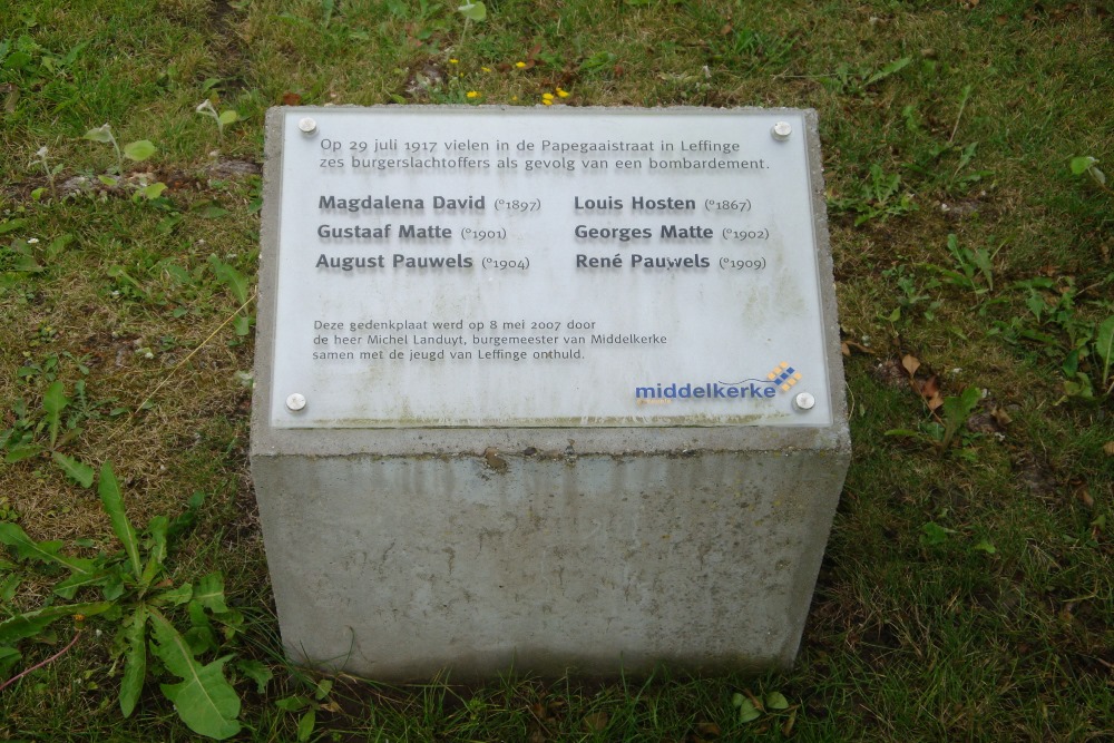 Commemorative Plate Civilian Casualties Leffinge