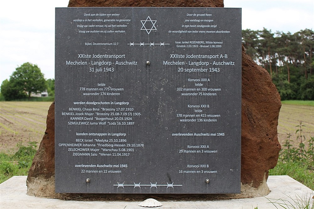 Memorial Monument XXIth And XXIIth Jew Transport Langdorp #2
