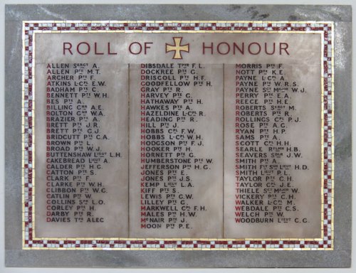 Roll of Honour St. Paul Church #1