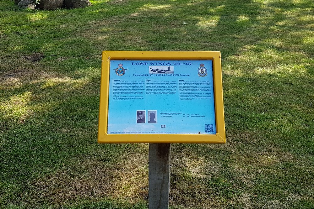 Memorial Sign Crash Location Mosquito Mk VI, HX966, EG-D, RNZAF 487 Squadron