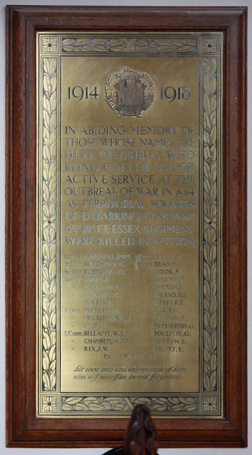 War Memorial D Barking Company 4th Battn Essex Regt #1