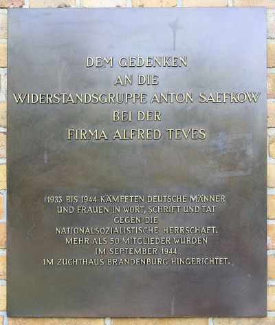 Memorial Resistance-group Anton Saefkow