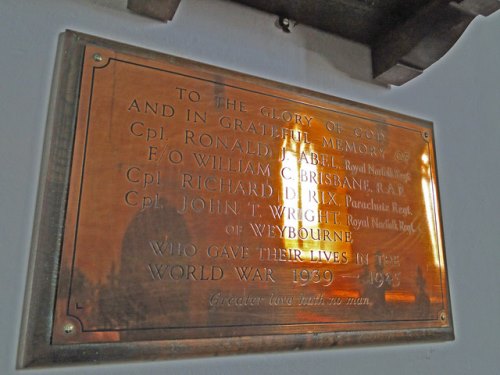 Oorlogsmonument All Saints Church Weybourne #2