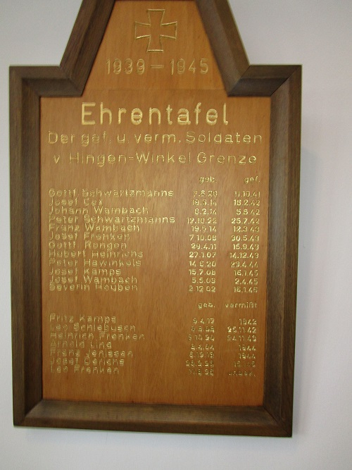 Honour Board Heinsberg-Karken #2