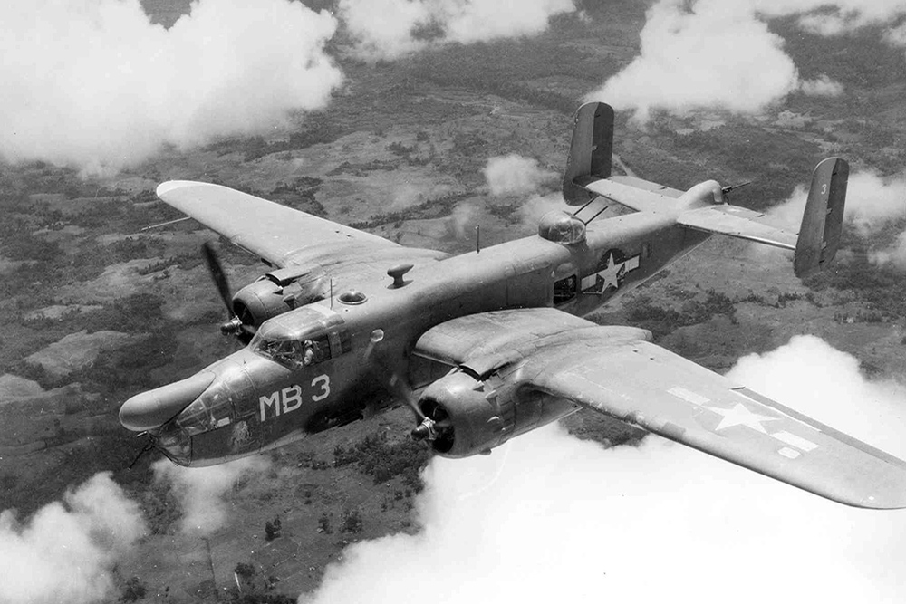 Vesuvius 8"x 10" World War II Photo 413 B-25 Mitchell Bombers Flying by Mt