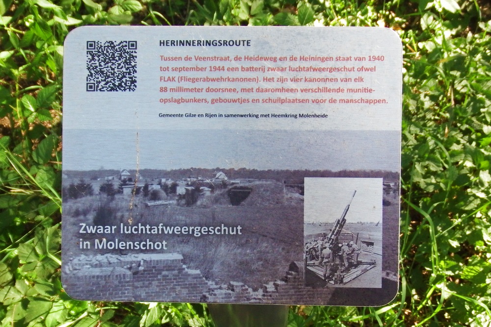 Herinneringsroute Tweede Wereldoorlog Zwaar Luchtafweergeschut Geplaatst in Molenschot