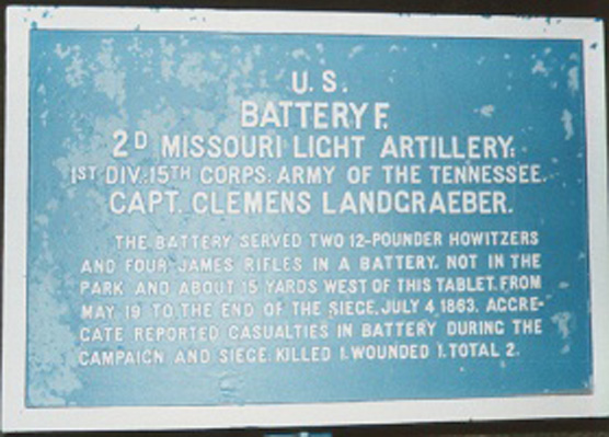 Position Marker 2nd Missouri Light Artillery, Battery F (Union) #1