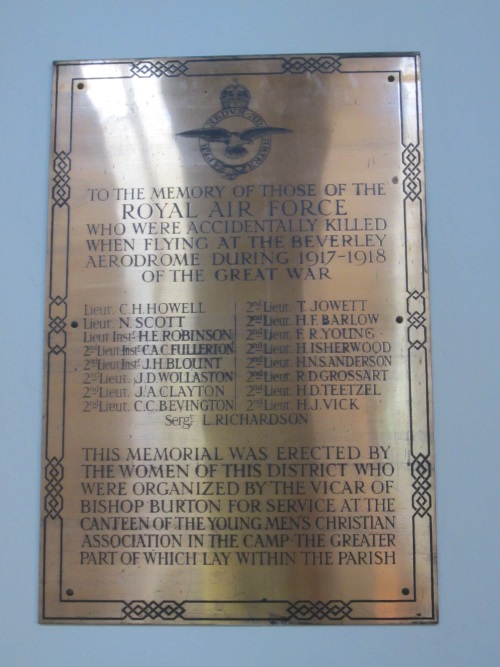 War Memorial First World War All Saints Church Bishop Burton #2