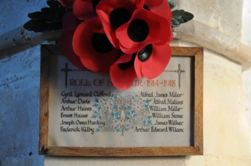 Roll of Honour Turkdean Church