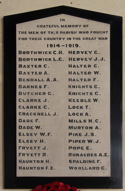 War Memorial All Saints Church Stuston #2