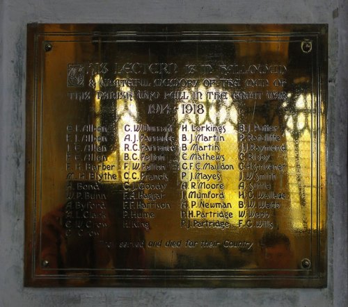 Oorlogsmonument All Saints Church Sudbury