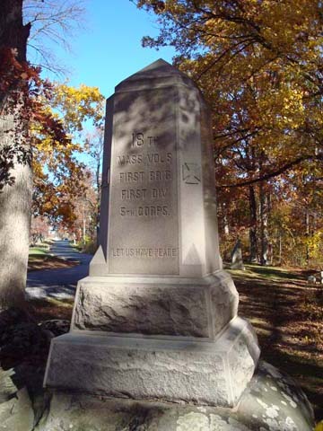 Monument 18th Massachusetts Volunteer Infantry Regiment