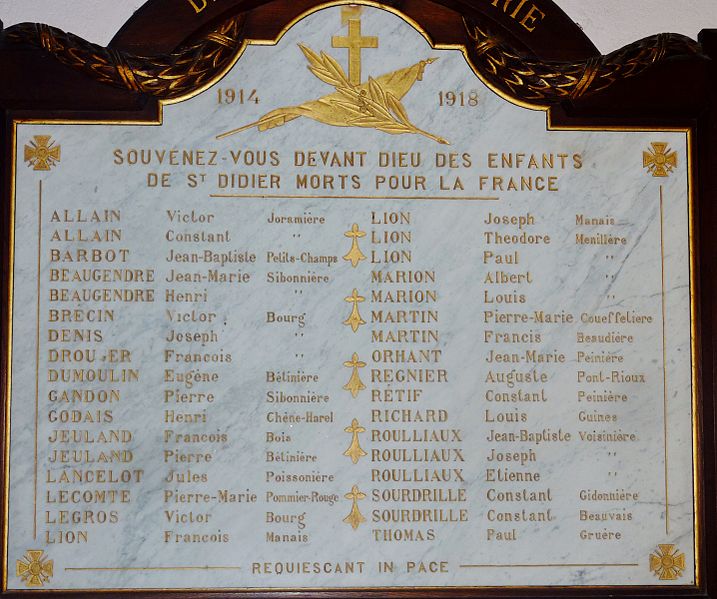 Monument Eerste Wereldoorlog Kerk Saint-Didier #1