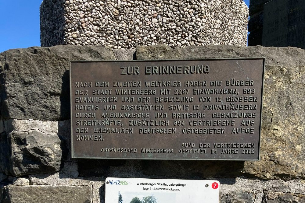 Plaquette Oost Duitse Vluchtelingen Winterberg